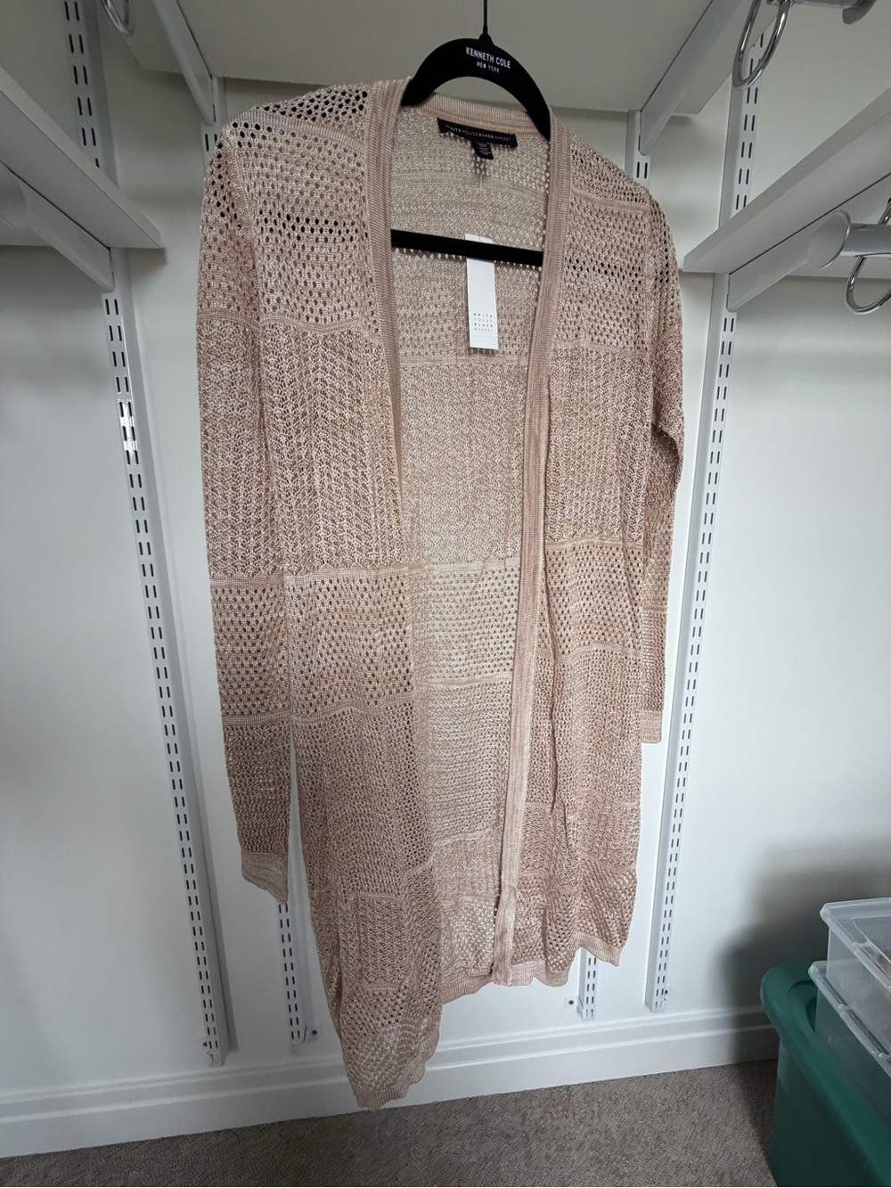 White House Black Market Blush/Tan Open-Knit Cardigan